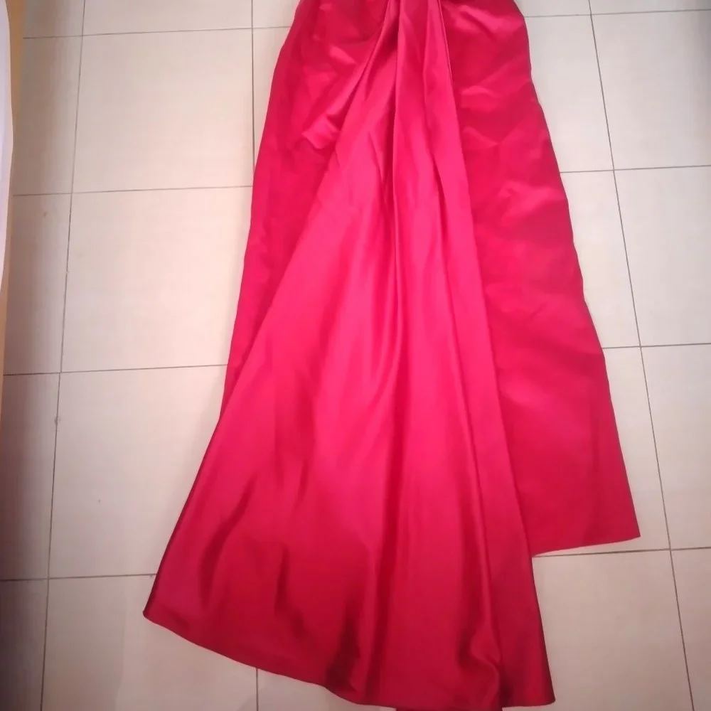 SILKY RED PROM AND BRIDESMAID DRESS - Picture 3 of 5